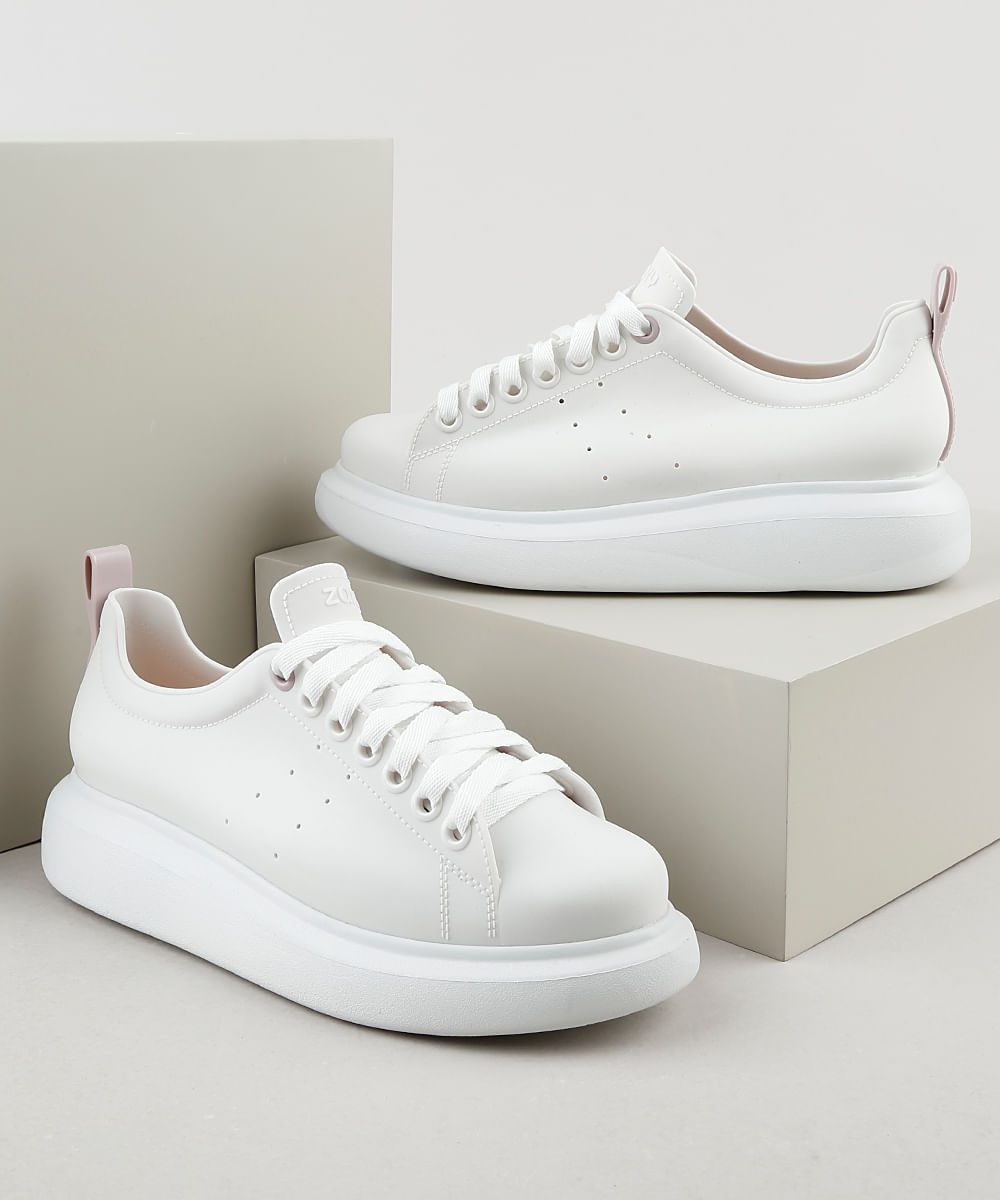 CeA #TênisDaModa Zaxy Bold Feminino com Cadarço Branco CeA #TênisDaModa Zaxy Bold Feminino com Cadarço Branco