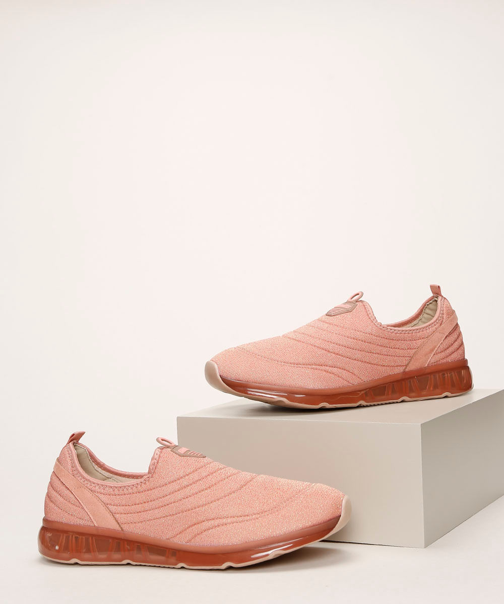 CeA Tênis Feminino Actvitta Knit Esportivo com Solado Transparente Rosa CeA Tênis Feminino Actvitta Knit Esportivo com Solado Transparente Rosa