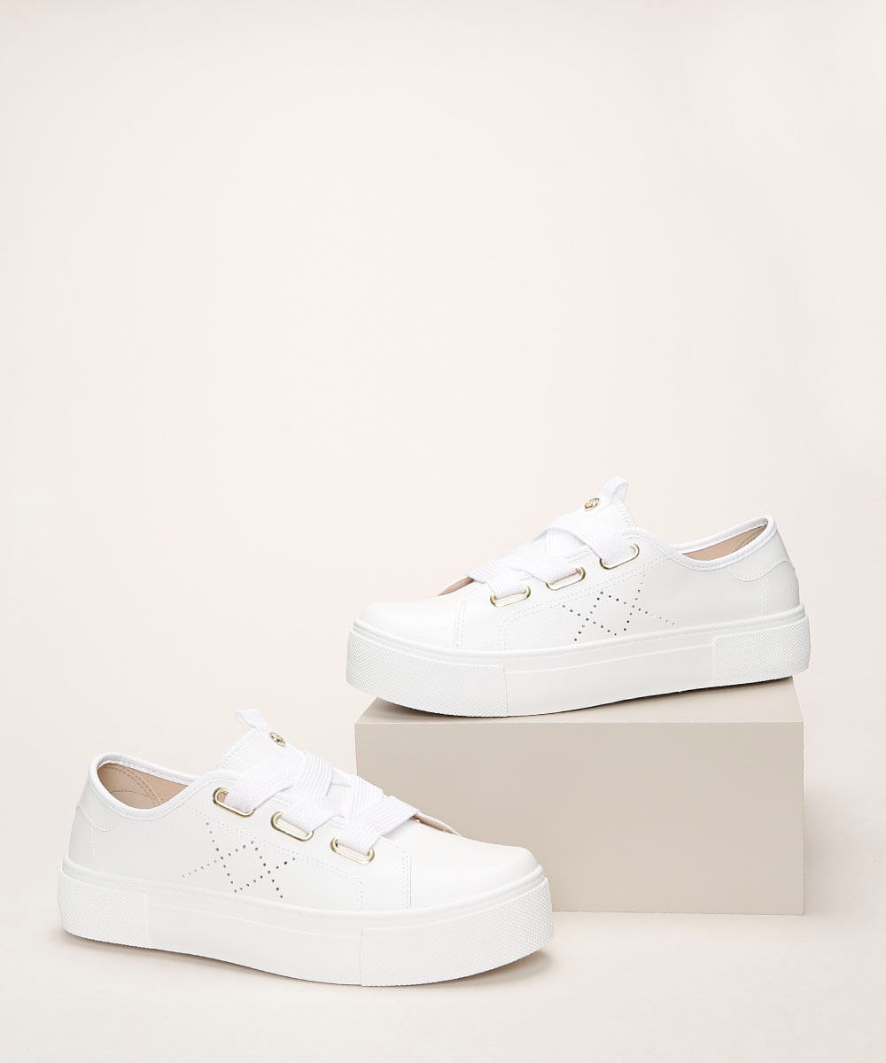 CeA Tênis Feminino Moleca Plataforma Mini Floather Branco CeA Tênis Feminino Moleca Plataforma Mini Floather Branco