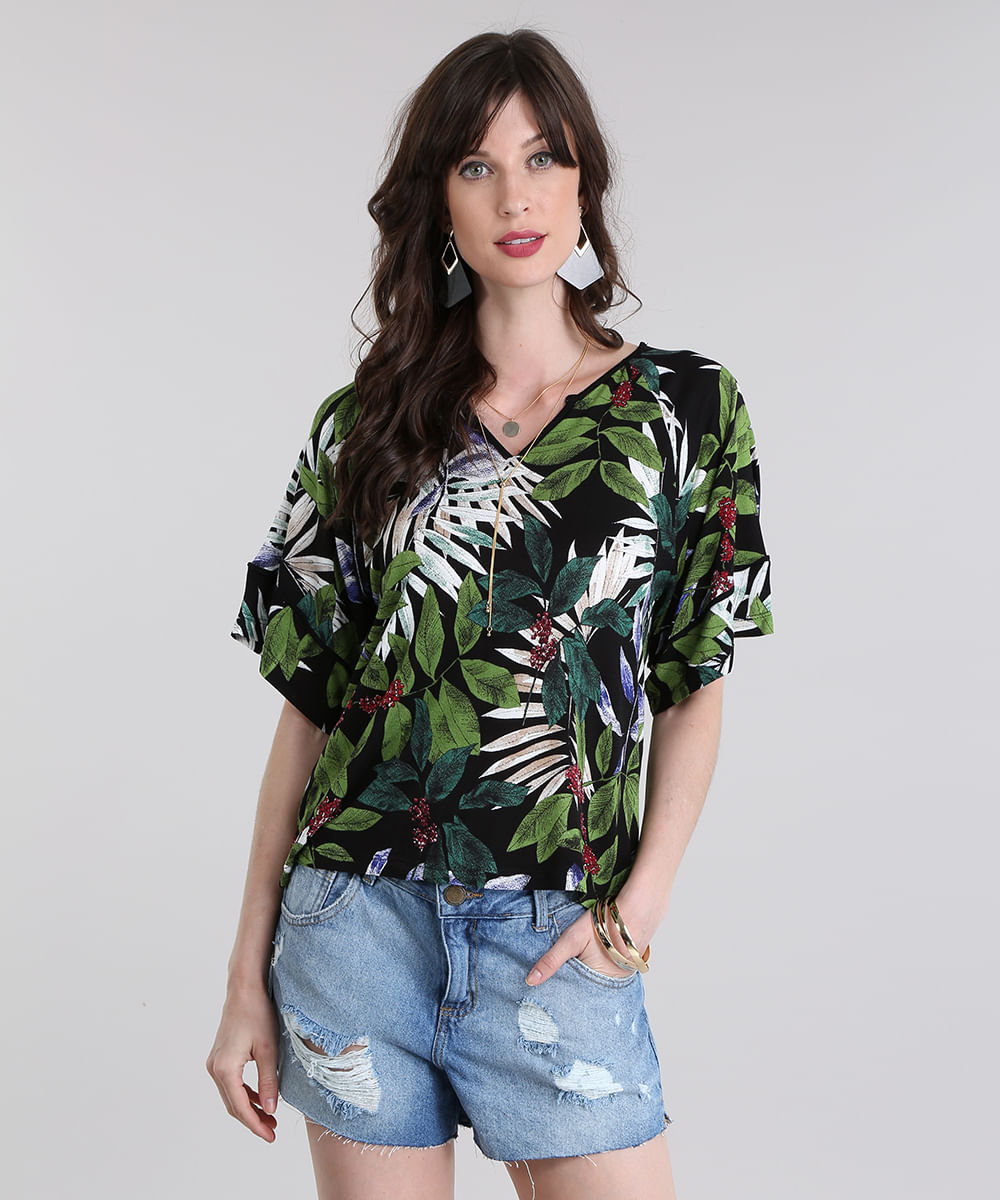 Blusa-Estampada-de-Folhagem-Preta-8831210-Preto_1