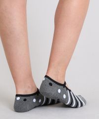 Meia-Feminina-Sapatilha-com-Listras-e-Poa-Cinza-Mescla-Escuro-9580268-Cinza_Mescla_Escuro_3 Meia-Feminina-Sapatilha-com-Listras-e-Poa-Cinza-Mescla-Escuro-9580268-Cinza_Mescla_Escuro_3