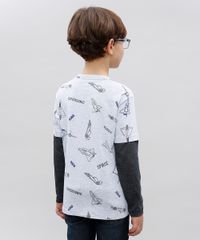 Camiseta-Infantil-Estampada--Space--com-Bolso-Manga-Curta-Cinza-Mescla-Claro-9534264-Cinza_Mescla_Claro_2