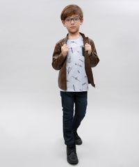 Camiseta-Infantil-Estampada--Space--com-Bolso-Manga-Curta-Cinza-Mescla-Claro-9534264-Cinza_Mescla_Claro_3