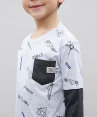 Camiseta-Infantil-Estampada--Space--com-Bolso-Manga-Curta-Cinza-Mescla-Claro-9534264-Cinza_Mescla_Claro_4