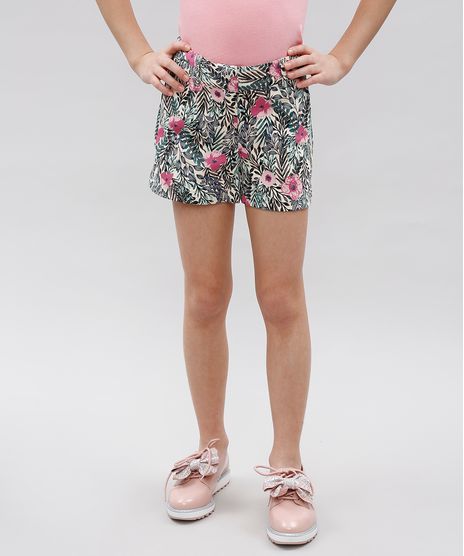 Short-Infantil-Texturizado-Estampado-Floral--Bege-Claro-9364753-Bege_Claro_1