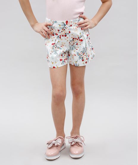 Short-Infantil-Estampado-Floral-com-Pregas-Branco-9364752-Branco_1