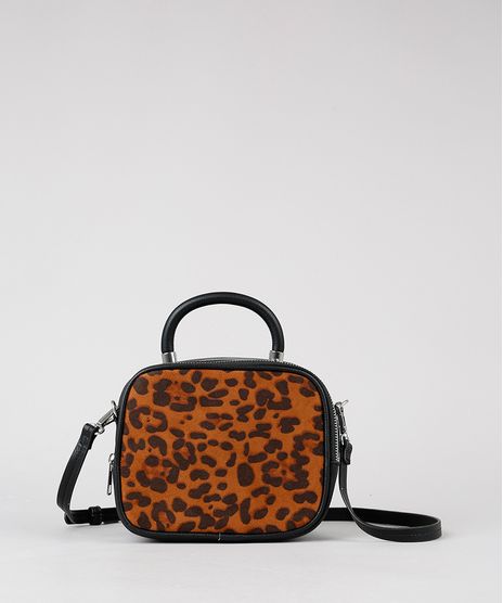 Bolsa-Feminina-Pequena-com-Estampa-Animal-Print-Alca-Transversal-Removivel-Preta-9484658-Preto_1