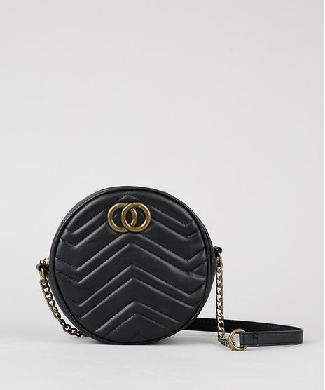 Bolsa-Feminina-Transversal-Pequena-Redonda-com-Matelasse-Preta-9484883-Preto_1
