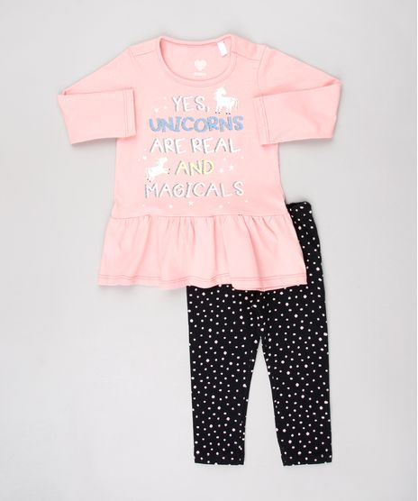 Conjunto-Infantil-de-Blusa-com-Babado-Manga-Longa-Rosa---Calca-Legging-Estampada-de-Poa-Preta-9557596-Preto_1