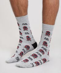 Meia-Masculina-Cano-Alto-Divertida-Estampada-de-Cachorros-Cinza-Mescla-9560941-Cinza_Mescla_2