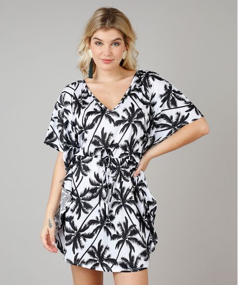 Saida-de-Praia-Kaftan-Estampada-Tropical-Manga-Curta-Decote-V--Branca-9544267-Branco_1