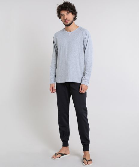 Pijama-Masculino-Manga-Longa-Cinza-Mescla-Claro-9556241-Cinza_Mescla_Claro_1
