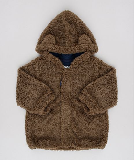 Casaco-Infantil-em-Pelo-com-Capuz-e-Orelhinhas-Marrom-9451004-Marrom_1