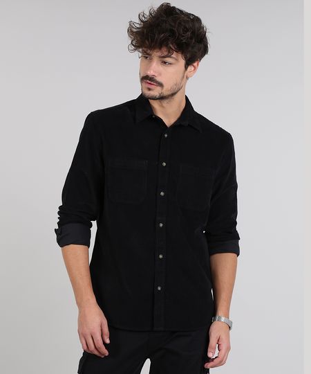 Camisa-Masculina-em-Veludo-Cotele-com-Bolso-Manga-Longa-Preta-9383072-Preto_1 Camisa-Masculina-em-Veludo-Cotele-com-Bolso-Manga-Longa-Preta-9383072-Preto_1