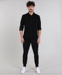 Camisa-Masculina-em-Veludo-Cotele-com-Bolso-Manga-Longa-Preta-9383072-Preto_3