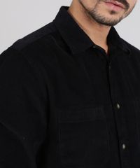 Camisa-Masculina-em-Veludo-Cotele-com-Bolso-Manga-Longa-Preta-9383072-Preto_4