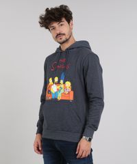 Blusao-Masculino-Os-Simpsons-em-Moletom-com-Capuz-Cinza-Mescla-Escuro-9572308-Cinza_Mescla_Escuro_1