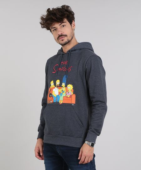 Blusao-Masculino-Os-Simpsons-em-Moletom-com-Capuz-Cinza-Mescla-Escuro-9572308-Cinza_Mescla_Escuro_1