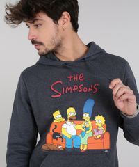 Blusao-Masculino-Os-Simpsons-em-Moletom-com-Capuz-Cinza-Mescla-Escuro-9572308-Cinza_Mescla_Escuro_4