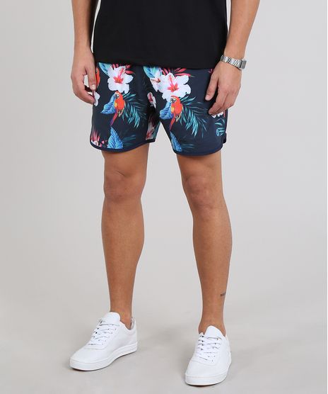 Short-Masculino-Estampado-Tropical-com-Bolsos-Preto-9525317-Preto_1