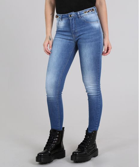 Calca-Feminina-Sawary-Skinny-Cropped-com-Faixa-Animal-Print-Azul-Medio-9617990-Azul_Medio_1