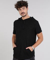 Camiseta-Masculina-em-Moletom-Flame-com-Bolso-e-Capuz-Manga-Curta-Preta-9314848-Preto_1