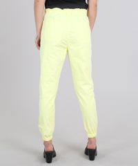 Calca-de-Sarja-Feminina-Jogger-com-Bolso-Amarela-9601429-Amarelo_2