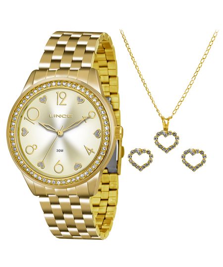 Kit-de-Relogio-Analogico-Lince-Feminino---Brinco---Colar---LRG4370L-K168C2KX-Dourado-8505927-Dourado_1