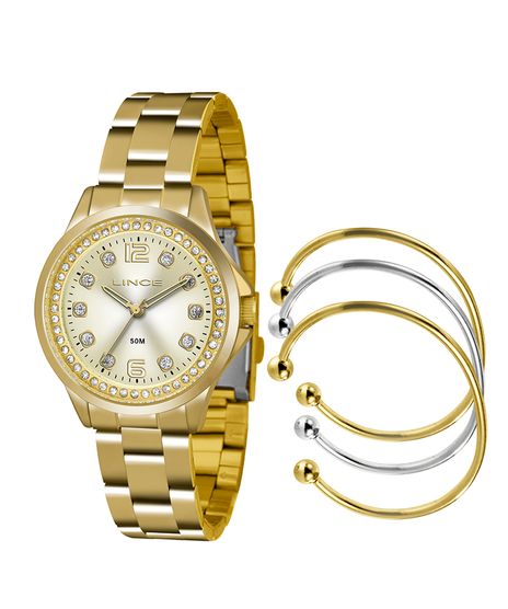 Kit-de-Relogio-Analogico-Lince-Feminino---Braceletes---LRG4393L-K198C2KX-Dourado-9651332-Dourado_1