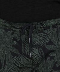 Bermuda-de-Sarja-Masculina-Estampada-Tropical-com-Bolsos-Preta-9544068-Preto_2