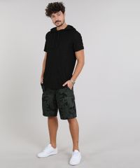 Bermuda-de-Sarja-Masculina-Estampada-Tropical-com-Bolsos-Preta-9544068-Preto_3