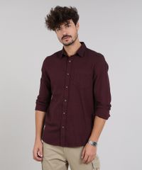 Camisa-Masculina-em-Flanela-com-Bolso-Manga-Longa-Vinho-9383073-Vinho_1