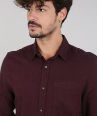 Camisa-Masculina-em-Flanela-com-Bolso-Manga-Longa-Vinho-9383073-Vinho_4
