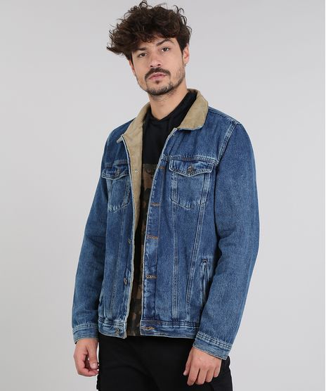 Jaqueta-Jeans-Masculina-com-Rasgos-e-Veludo-Cotele-Azul-Medio-9554717-Azul_Medio_1