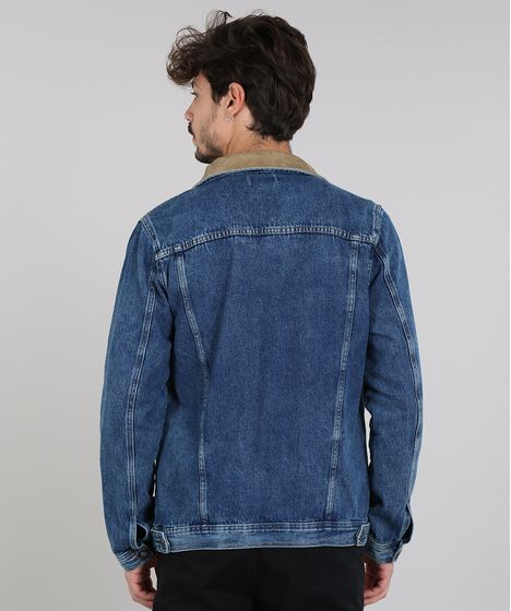 jaqueta jeans com veludo masculina