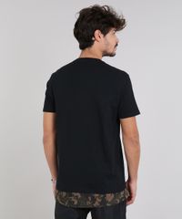 Camiseta-Masculina-Longa-com-Bolso-Estampado-Camuflado-Manga-Curta-Gola-Careca-Preta-9614589-Preto_2