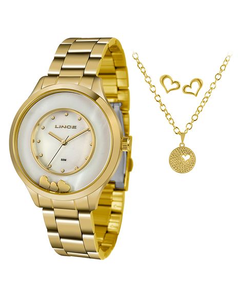 Kit-de-Relogio-Analogico-Lince-Feminino---Brinco---Colar---LRG4605L-KW12B1KX--Dourado-9643282-Dourado_1