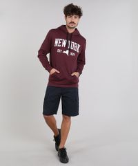 Blusao-Masculino--New-York--em-Moletom-com-Capuz-e-Bolso-Vinho-9601655-Vinho_3