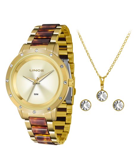 Kit-de-Relogio-Analogico-Lince-Feminino---Brinco---Colar---LRT4476L-KK01C1NK-Dourado-9611608-Dourado_1