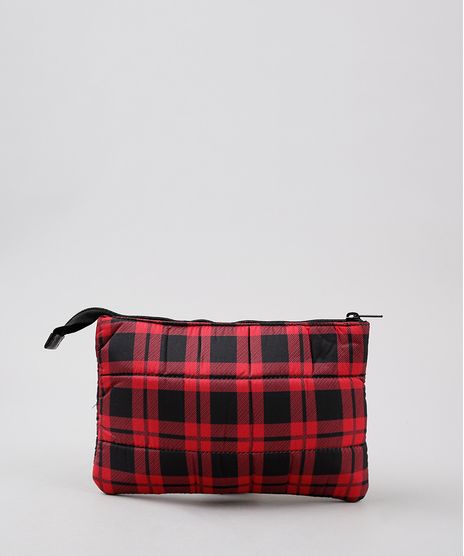 Necessaire-Feminina-Acolchoada-Estampada-Xadrez-Preta-9526058-Preto_1