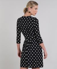 Vestido-Feminino-Curto-Estampado-de-Poa-Manga-3-4-Preto-9484995-Preto_2
