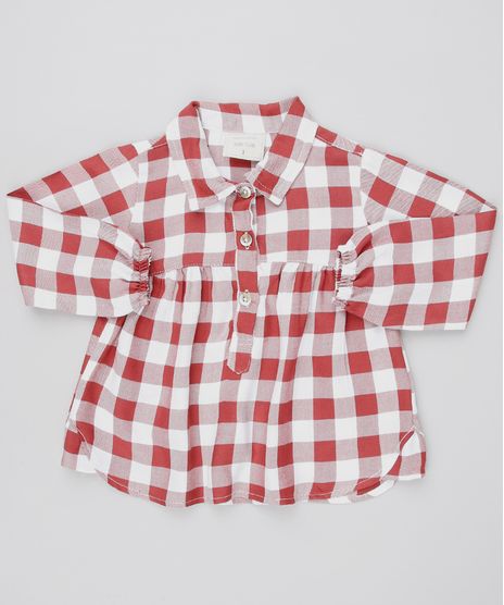 Vestido-Infantil-Estampado-Xadrez-com-Botoes-Manga-Longa-Vermelho-9550582-Vermelho_1