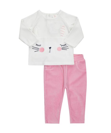 Conjunto-de-Blusa-Branca---Calca-em-Plush-de-Algodao---Sustentavel-Rosa-8343473-Rosa_1