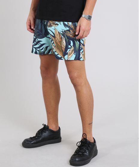 Short-Masculino-Estampado-de-Folhagem-com-Bolsos-Verde-Claro-9456388-Verde_Claro_1