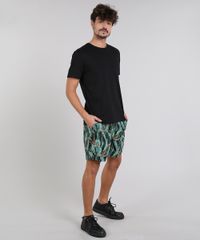 Short-Masculino-Estampado-de-Folhagem-com-Bolsos-Preto-9450101-Preto_3