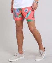 Short-Masculino-Estampado-de-Folhagens-com-Bolso-Coral-9525318-Coral_1
