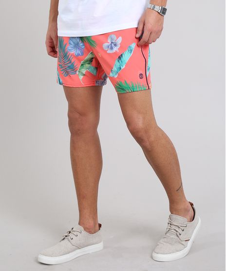 Short-Masculino-Estampado-de-Folhagens-com-Bolso-Coral-9525318-Coral_1