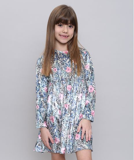 Vestido-Infantil-Estampado-Floral-em-Veludo-Manga-Longa-Amarelo-Claro-9537310-Amarelo_Claro_1