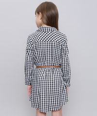 Vestido-Chemise-Infantil-Estampado-Xadrez-com-Cinto-Manga-Longa-Preto-9550231-Preto_2