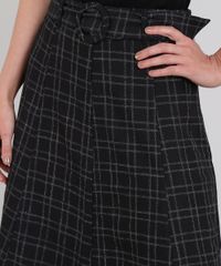 Saia-Feminina-Estampada-Xadrez-com-Cinto-Preta-9502463-Preto_4
